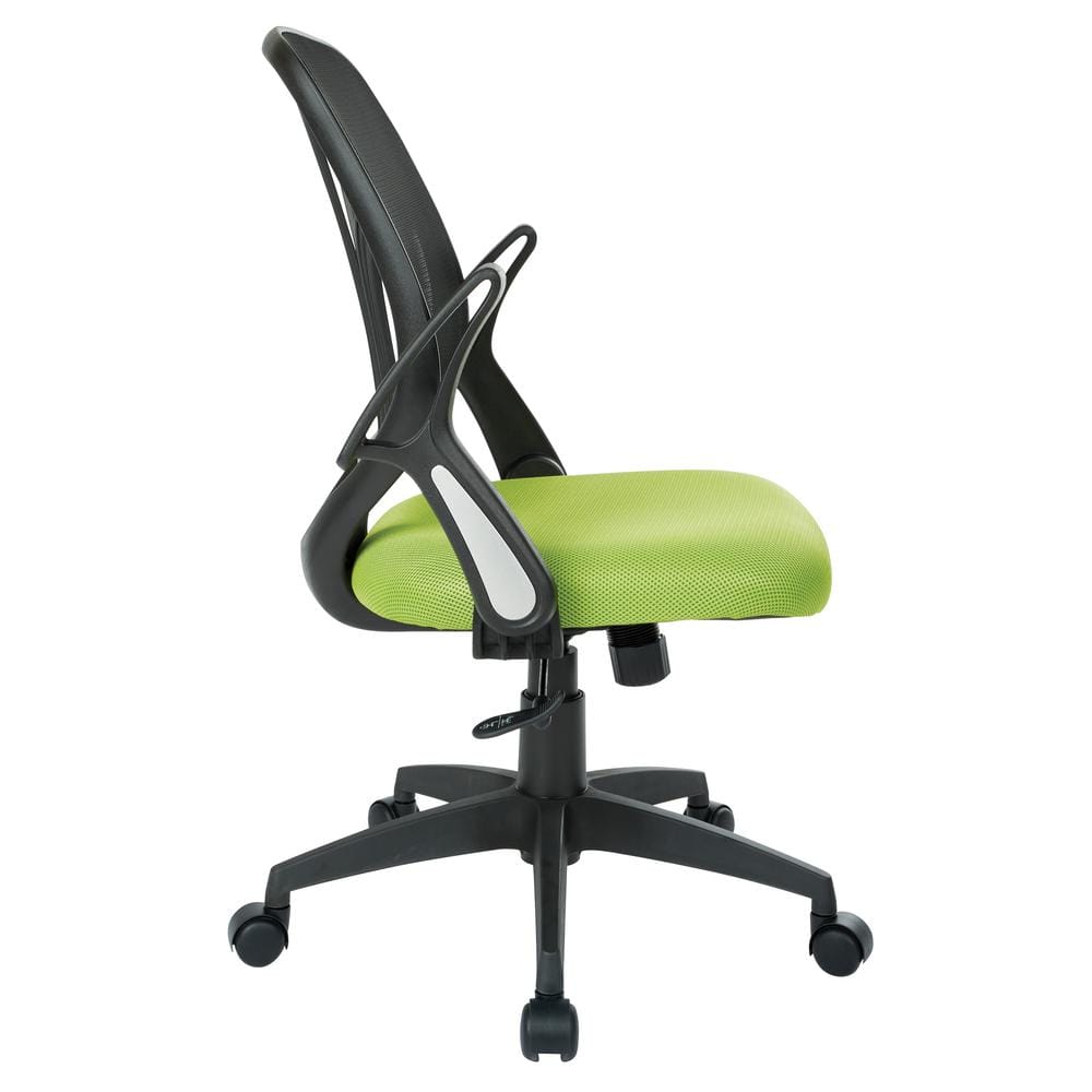 High-Back Swivel Task Chair with Adjustable Arms in Green Mesh