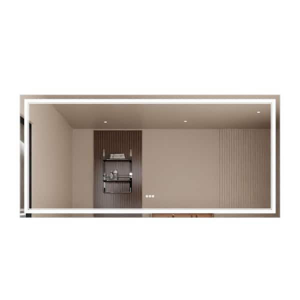 84 in. W x 40 in. H Rectangular Frameless Anti-Fog Wall Bathroom Vanity Mirror in White