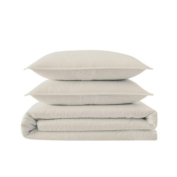 TRULY CALM Everyday Antimicrobial 3-Piece Khaki Microfiber King Quilt Set