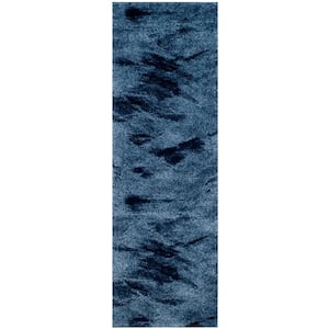 Retro Light Blue/Blue 2 ft. x 11 ft. Gradient Runner Rug