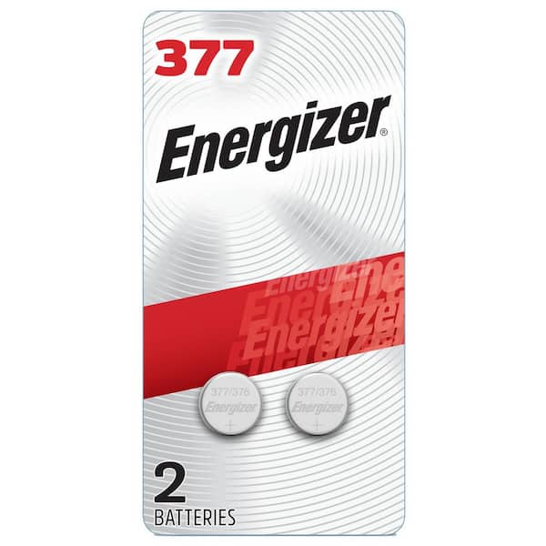 Energizer 377 Batteries (2 Pack), 1.5V Silver Oxide Button Cell Batteries