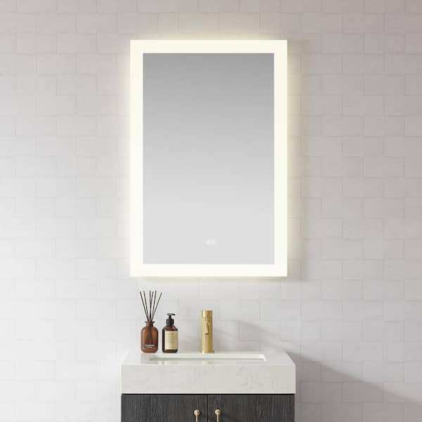ROSWELL Beijing 24 in. W x 40 in. H Rectangular Acrylic Frameless LED Wall Bathroom Vanity Mirror in White