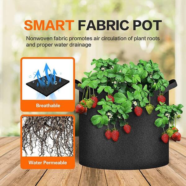 iPower 7 Gal. Black Grow Bags Nonwoven Fabric Pots Aeration Container with  Strap Handles for Garden and Planting (5-Pack) - Yahoo Shopping
