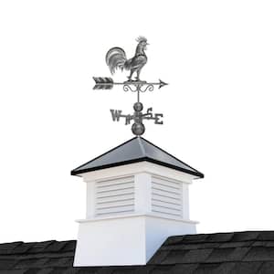 Manchester 26in. x 26in. Square x 59in. High Vinyl Cupola with Black Aluminum Roof and Zinc Aluminum Rooster Weathervane