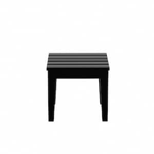 Shoreside Black Square HDPE Plastic 18 in. Modern Outdoor Side Table