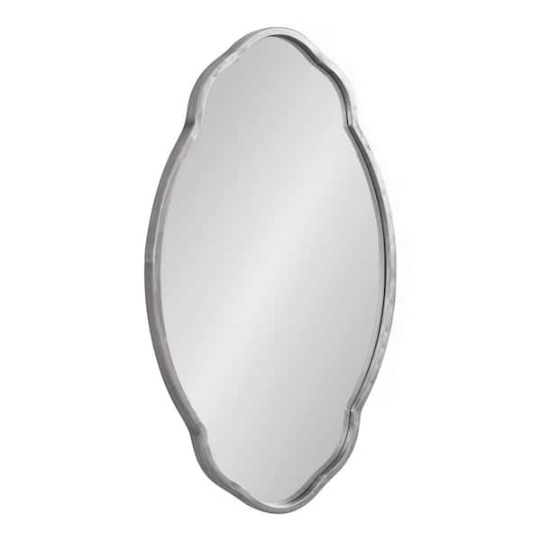 Kate and Laurel Magritte 29.87 in. x 17.75 in. Irregular Traditional Silver Framed Decorative Wall Mirror