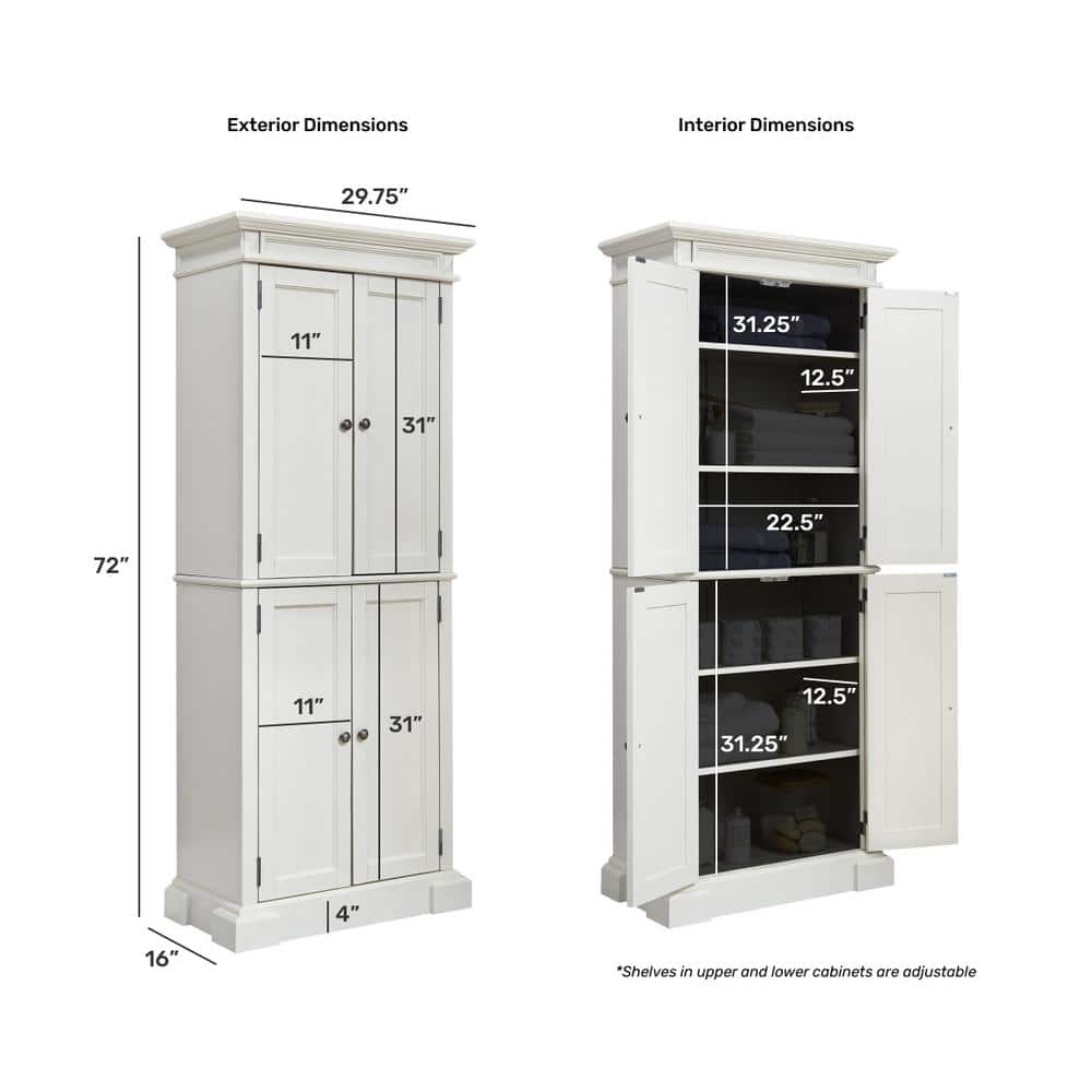 Americana White Hardwood Pantry with Adjustable Shelving