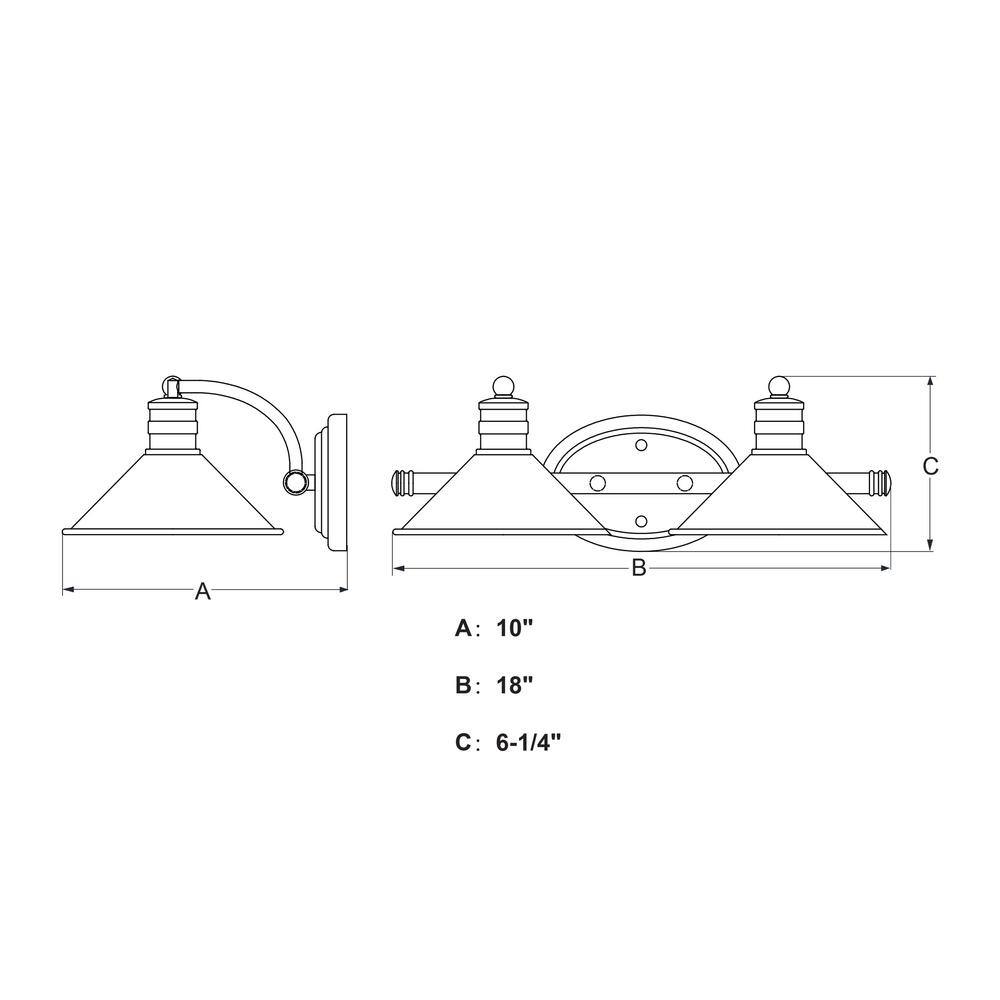 Akron Black and Brass 2-Light Steel Vanity Fixture