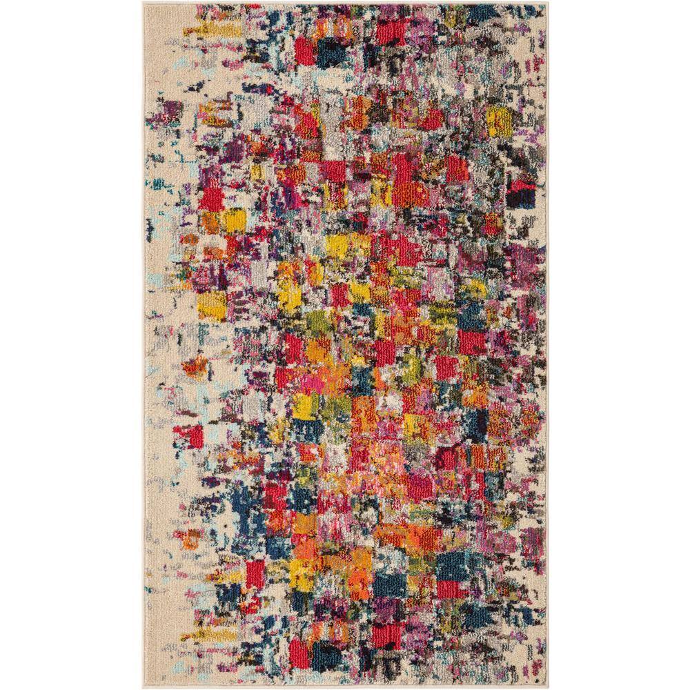 Vibrant Estrella Abstract Blue 3'3" x 5'3" Synthetic Indoor Rug