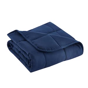 Navy Microfiber Travel 40 in. x 50 in. x 5 lbs. Weighted Throw Blanket