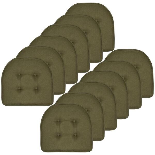 Sweet Home Collection Solid U-Shape Memory Foam 17 in. x 16 in. Non-Slip Indoor/Outdoor Chair Seat Cushion (12-Pack), Army Green