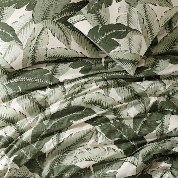 3 Pieces Queen Duvet outlet Cover Set - Vintage Green Leaves