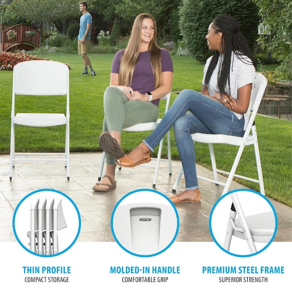 Lifetime 80359 White Contoured Folding Chair 4 Pack