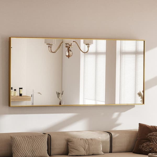 26 in. W x 71 in. H Rectangular Aluminum Alloy Framed Gold Full Length Wall Mirror Bathroom Vanity Mirror