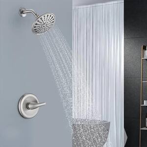 Mah 7-Spray Patterns Round 6 in. Wall Mount Rain Fixed Shower Head in Brushed Nickel