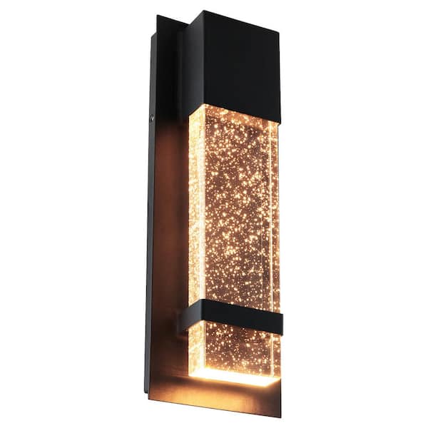 14 in. Black Outdoor Hardwired Wall Sconce Integrated LED Adjustable CCT