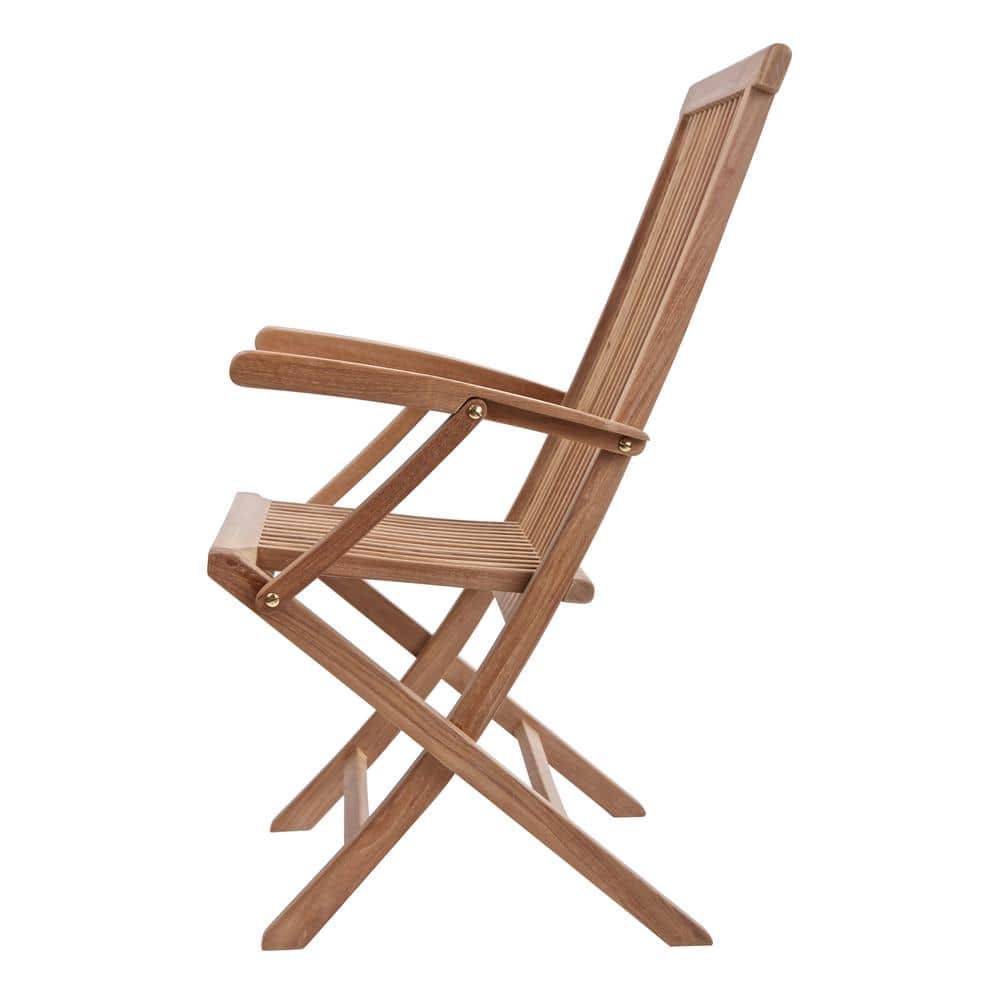 Honey Teak Wood Folding Dining Armchair