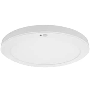 13 in. 1-Light White Selectable LED Interior Flush Mount Ceiling Light with Motion Sensor