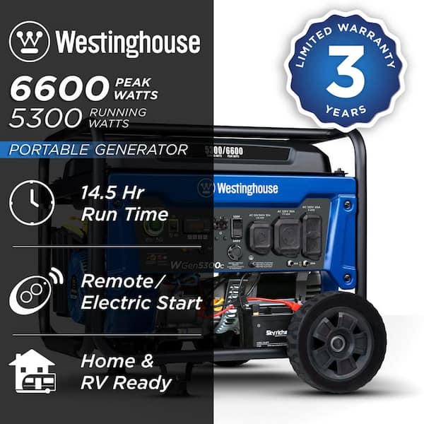 Westinghouse EcoGen10000 - 7600 Watt Open-Frame Electric Start