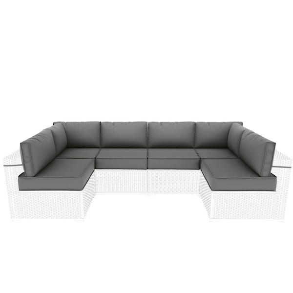 Kimunuk 26 in. x 26 in. x 4 in. (14-Piece) Deep Seating Outdoor Sectional Cushion Grey