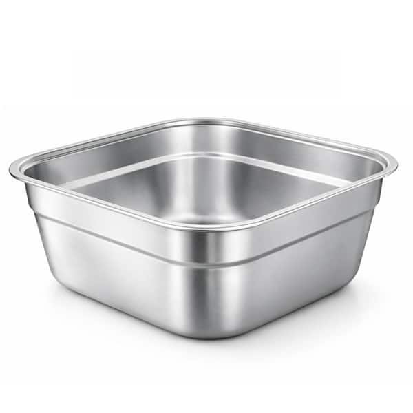 11.3 in. Stainless Steel Square Washing Basin with Smooth Rim and Flat Bottom for Kitchen Sink Use