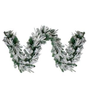 9 ft. x 10 in. Pre-lit LED Flocked Winfield Fir Artificial Christmas Garland with Clear Lights