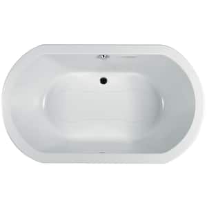 ANZA 60 in. x 42 in. Oval Air Bath Bathtub with Center Drain in White