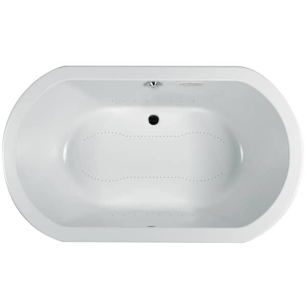 JACUZZI ANZA 60 in. x 42 in. Oval Air Bath Bathtub with Center Drain in White