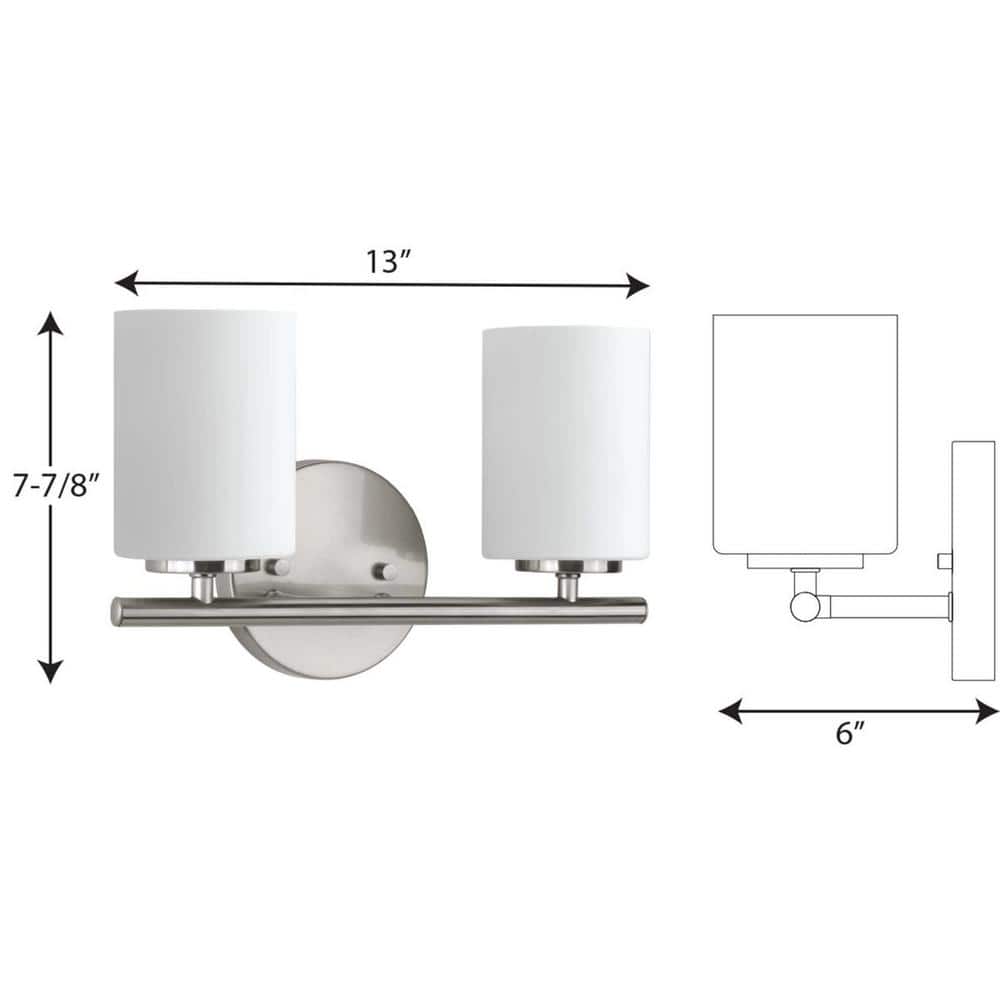 Brushed Nickel 2-Light Bath Vanity with Porcelain Shades