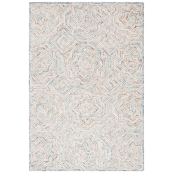 SAFAVIEH Capri Blue/Rust Doormat 3 ft. x 5 ft. Diamond Geometric Area Rug
