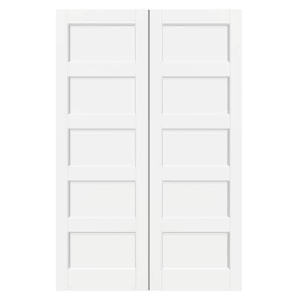 48 in. x 80 in. 5 Panel, MDF, Composite, Solid Core, Pre-assembled Panel White Primed Interior Door Slab