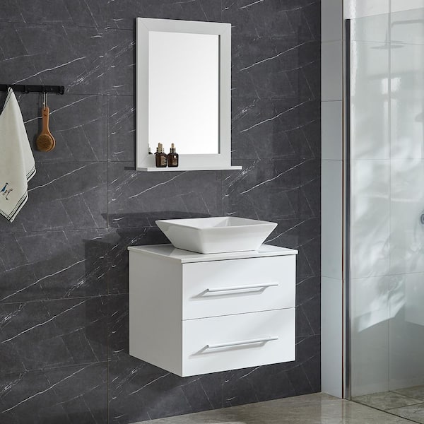 Pvc Floating Vanity Set, White Bathroom Vanity Set With Mirror