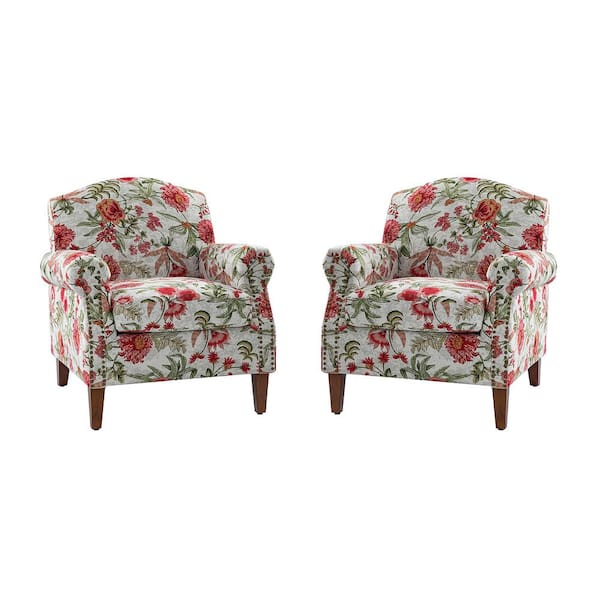 JAYDEN CREATION Gianluigi Red Armchair with Nailhead Trims (set of 2)