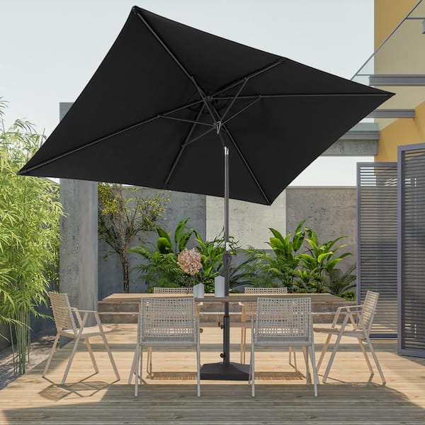 JOYESERY 10 ft. x 6.5 ft. Outdoor Umbrellas Patio Market Table Outside Umbrellas Nonfading Canopy and Sturdy Ribs, Black