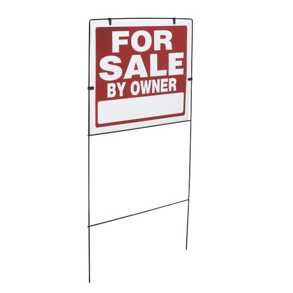18 x 30in For Sale By Owner Yard Sign with Steel White Wishbone Frame Blue 