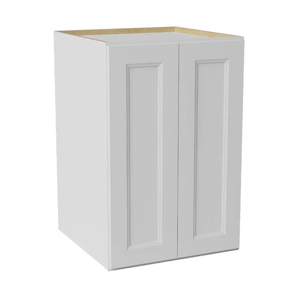 24 in. W x 24 in. D x 36 in. H Ready to Assemble Double Shaker Pantry Kitchen Cabinet in Newport White
