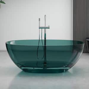 65 in.L X 29 in.W Stone Resin Solid Surface Freestanding Soaking Bathtub in Transparent Green