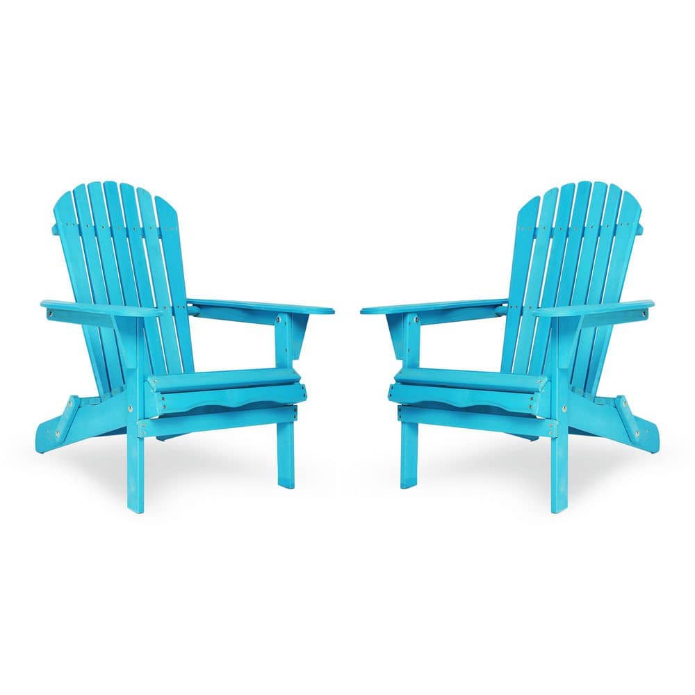 Light Blue Outdoor Folding Solid Cedar Wood Adirondack Chair Lounge Patio C