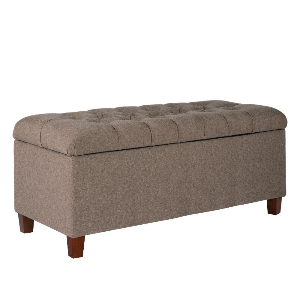 BENさま専用 Benjara 40 in. W Brown Textured Fabric Upholstered Tufted