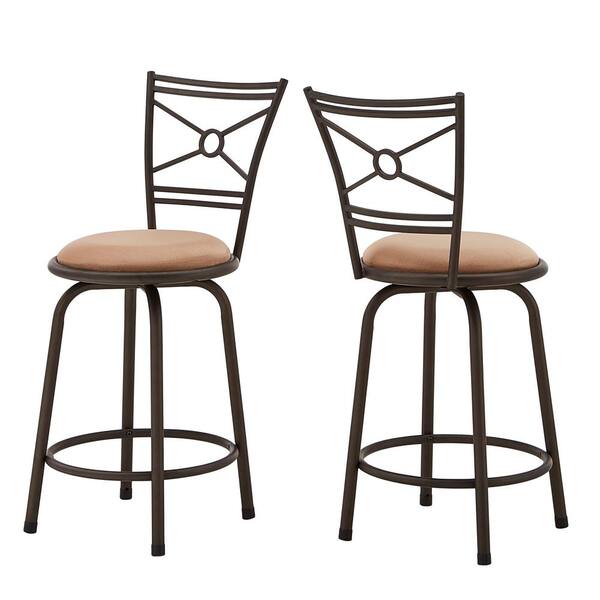 HomeSullivan 24-29 in. H Adjustable Bronze Circular Center Criss Cross Back 3-Piece Pack Stools
