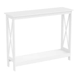 Safdie and Co. 39.5 in. White Rectangle Wood Console Table with-Shelves
