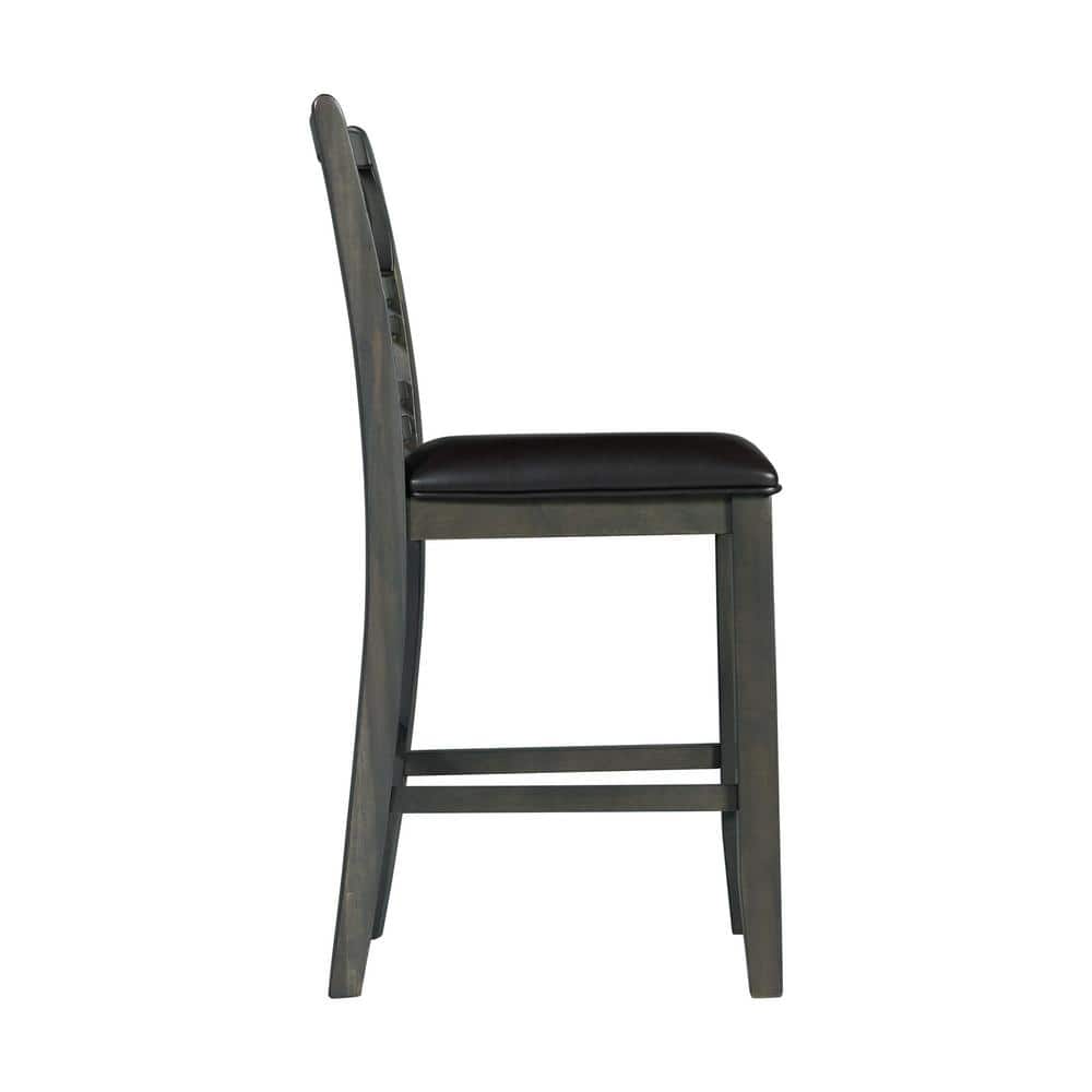 Taylor 40'' Dark Gray Faux Leather Link-Back Counter Chair Set