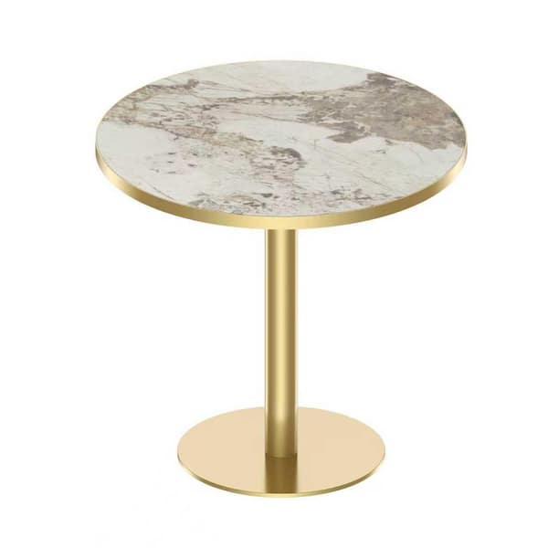 Round Modern Dinning Table 31.5 in. Bistro Table Tulip Table with Faux Marble top, Sturdy Metal Frame Diameter
