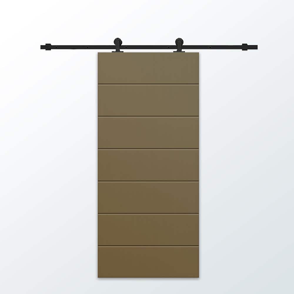 30 in. x 80 in. Olive Green Painted Composite MDF Paneled Interior Sliding Barn Door with Hardware Kit price history on PriceWatchPro