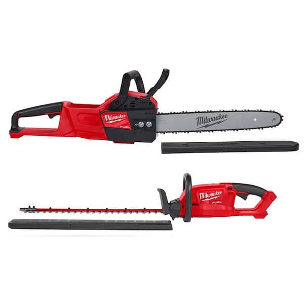 Milwaukee M18 FUEL 16 in. 18V Lithium-Ion Brushless Battery Hedge Trimmer Chainsaw Combo Kit (2-Tool)