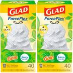 ForceFlex 13 Gal. Tall Kitchen Drawstring Gain Original with Febreze Freshness Trash Bags (40-Count, 2-Pack)