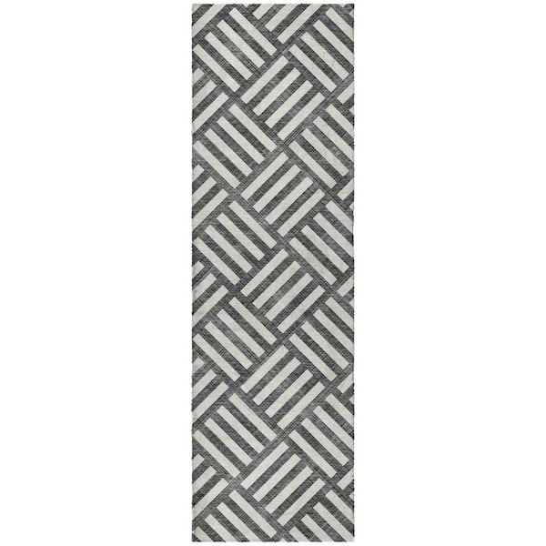 Dream Shag Premium Machine Washable Abstract ADS620 Black 2 ft. x 7 ft. Runner Rug