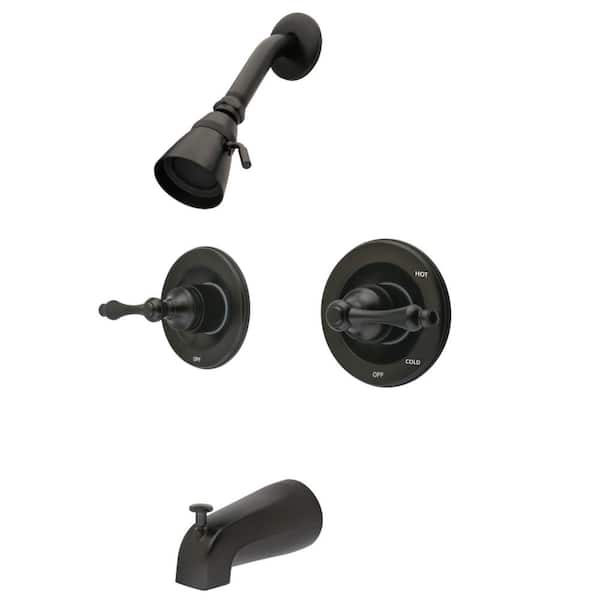 Kingston Brass Vintage Double Handle 1-Spray Tub and Shower Faucet 2 GPM with Corrosion Resistant in Oil Rubbed Bronze