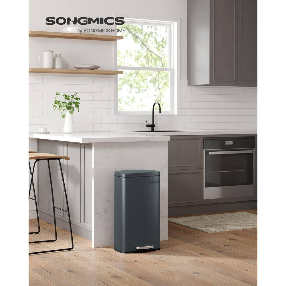 Greenish-Grey Stainless Steel 8-Gallon Step-On Trash Can