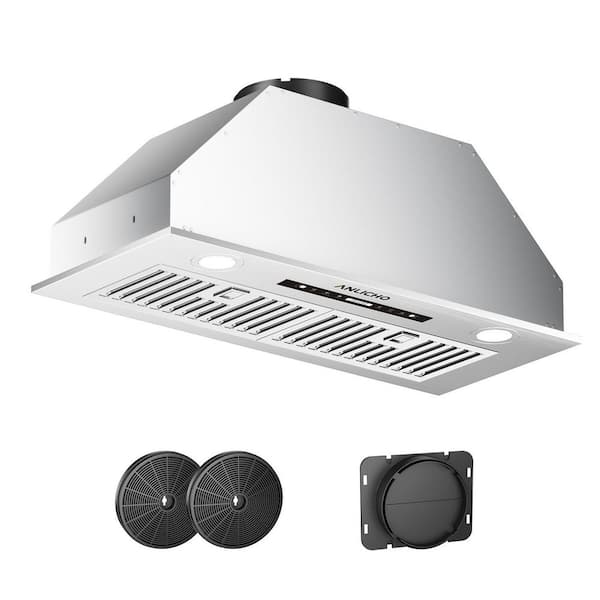 36 in. 900 CFM Convertible Ducted to Ductless Insert Range Hood in Stainless Steel w/ Baffle Filter,LED,Gesture control
